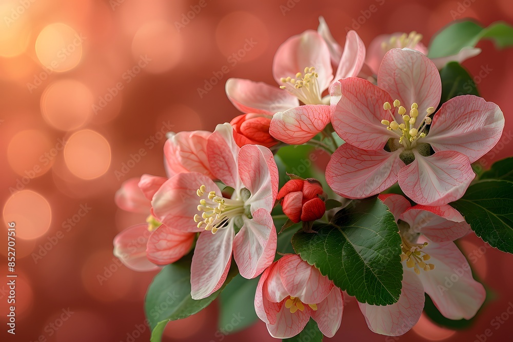 Obraz premium Spring Blossom with Pink Flowers on a Bokeh Background - Ideal for Spring Decor, Greeting Cards, Posters