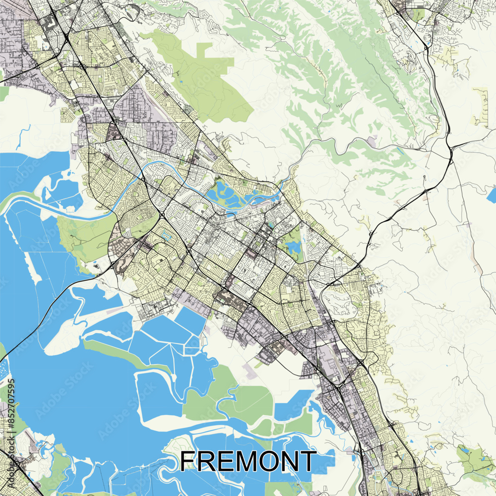 Fototapeta premium Fremont, California, USA map poster art