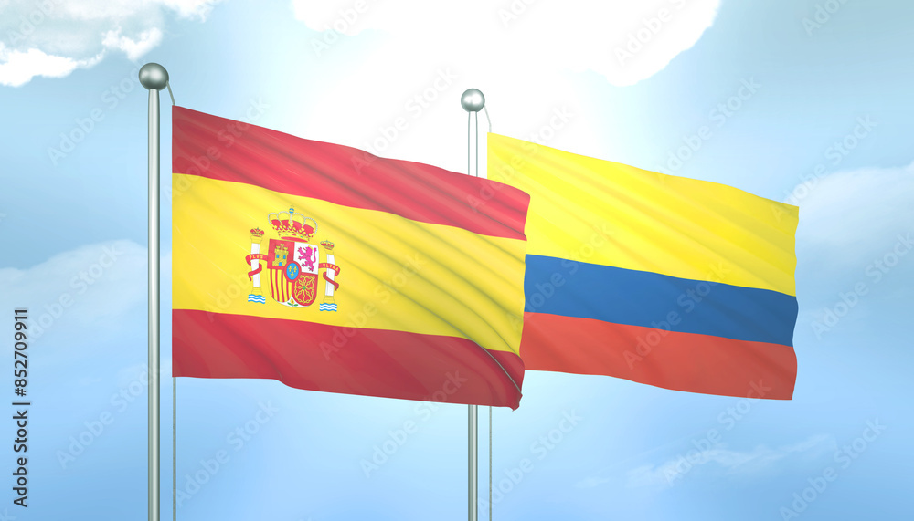 Spain and Colombia Flag Together A Concept of Relations Spain and Colombia Flag Together A Concept of Relations