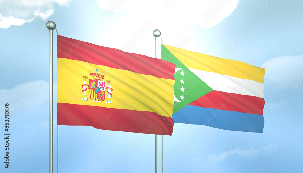 Spain and Comoros Flag Together A Concept of Relations Spain and Comoros Flag Together A Concept of Relations