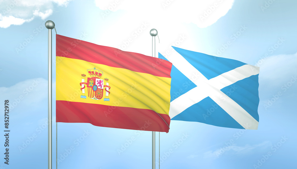 Spain and Scotland Flag Together A Concept of Relations Spain and Scotland Flag Together A Concept of Relations