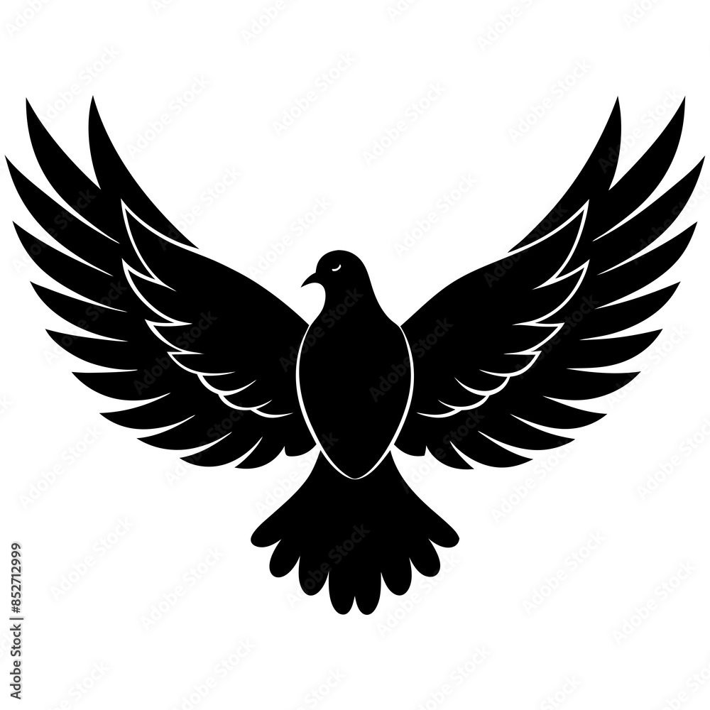 Obraz premium Dove open wings front silhouette