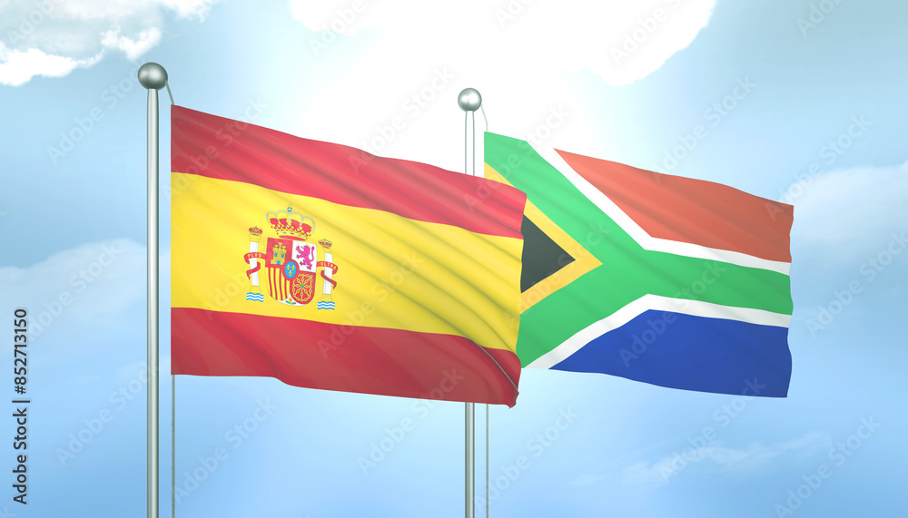 Spain and South Africa Flag Together A Concept of Relations Spain and South Africa Flag Together A Concept of Relations