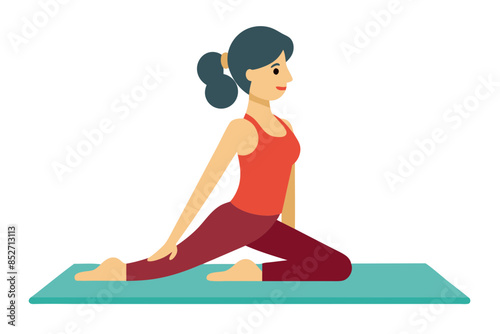 Yoga instructor in a yoga pose with a yoga mat,International yoga day concept vector illustration.