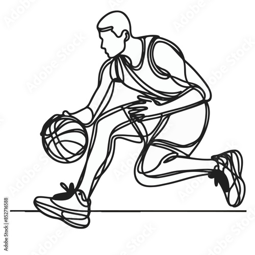 basketball player Continuous line drawing, people playing basket line art, basketball line art