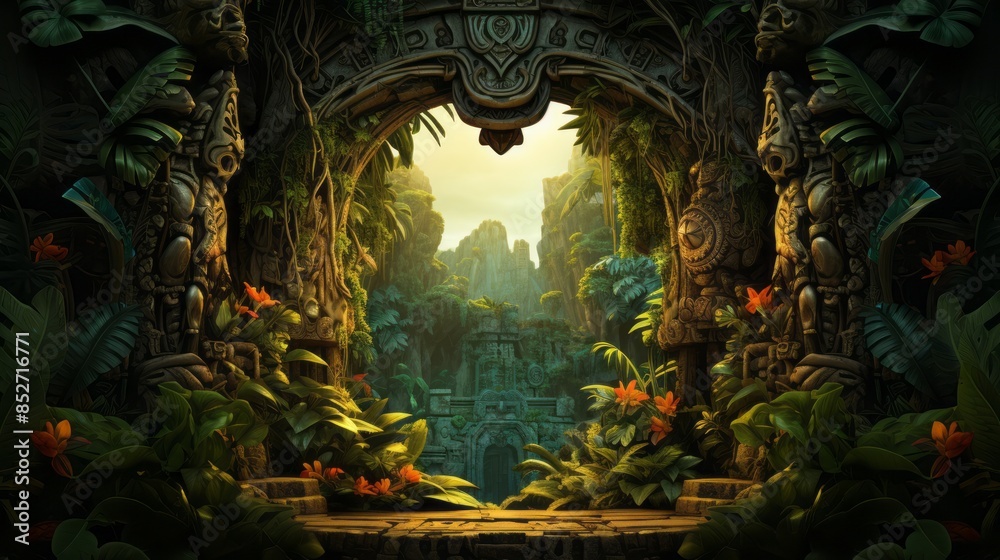 Obraz premium Traditional Brazilian Elements in a Green Background