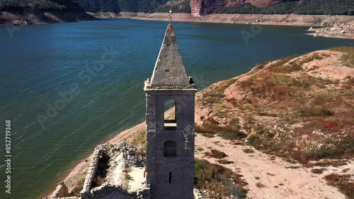 Sant Romà de Sau. Abandoned church of the Giron Reservoir. Girona Spain