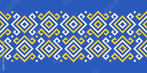 Repeating seamless border pattern, Ukrainian ethnic traditional embroidery vyshyvanka design, vector illustration, flat style