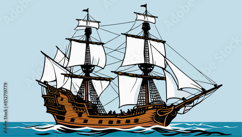 Historic pirate vessel vector illustration