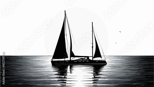 Vector silhouette of a sailboat