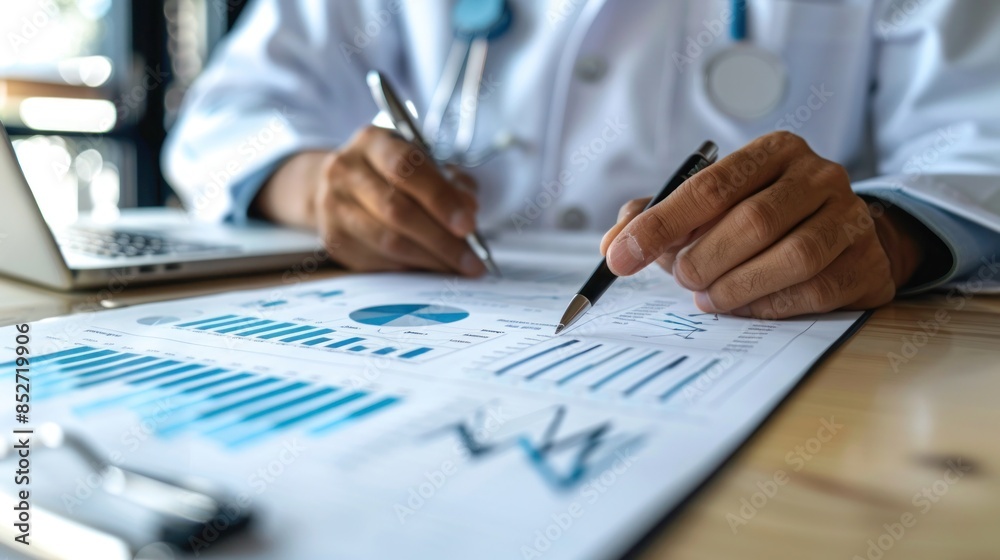 Doctor Analyzing Financial Charts