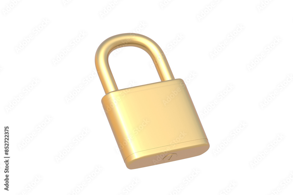 Golden padlock isolated on white background. 3d render