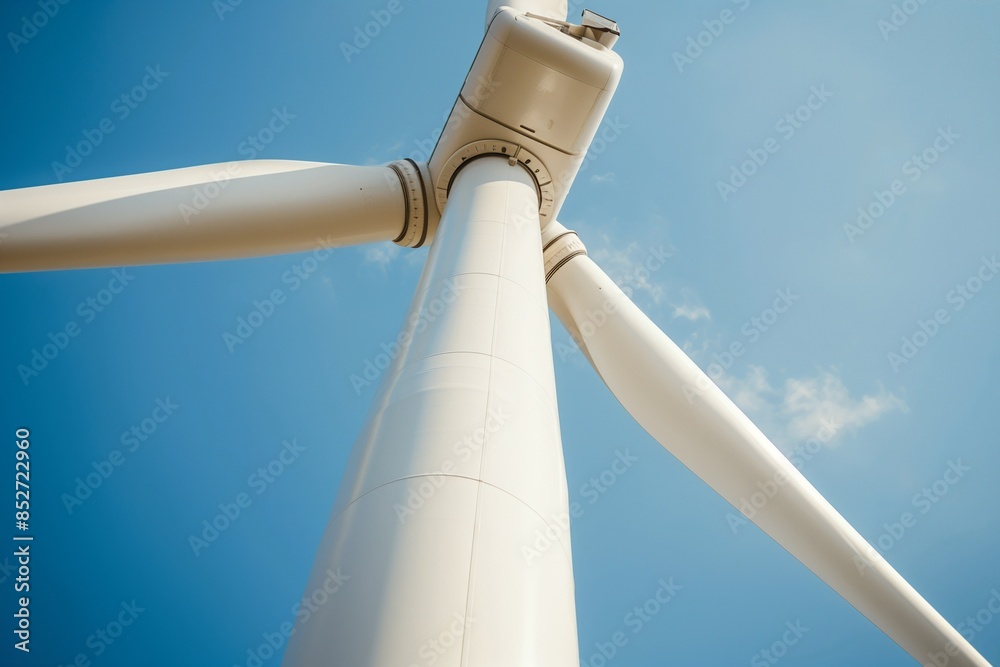 Modern Wind Turbine Against Clear Blue Sky Modern Wind Turbine Against Clear Blue Sky