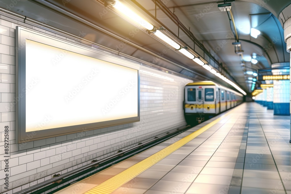 subway station billboard mockup, underground tunnel subway station billboard mockup, underground tunnel