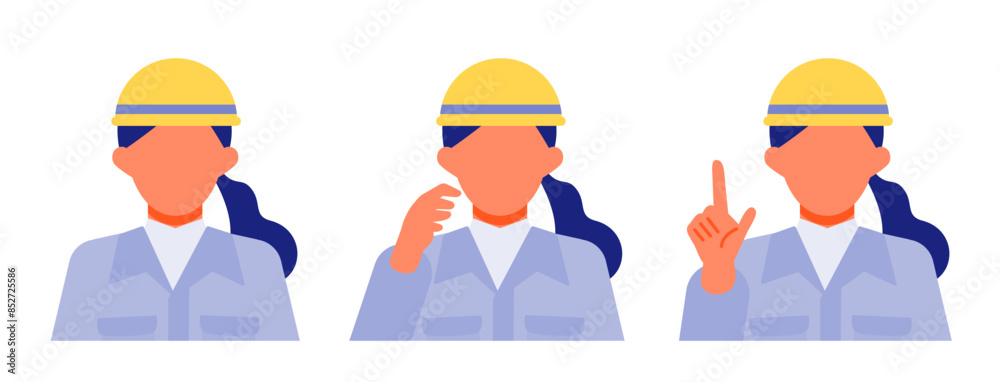 作業服の女性の問題解決のイラスト　問題解決