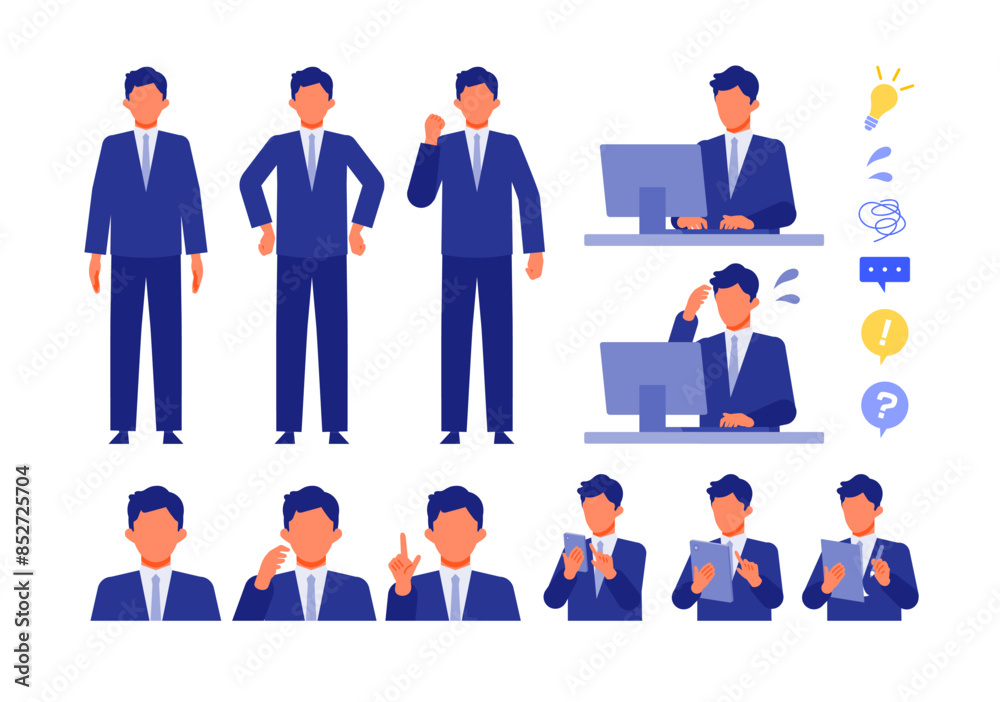 スーツの男性の問題解決のイラスト 問題解決 スーツの男性の問題解決のイラスト 問題解決