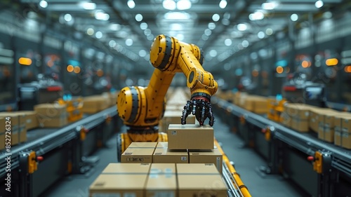 Wallpaper Mural Robotic arm in an automated warehouse handling packages Torontodigital.ca