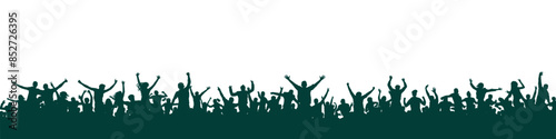Crowd of people silhouette, cheerful fans people. Big event, concert or sport. Vector illustration