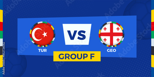 Turkey vs Georgia football match. Football competition illustration on sport background.