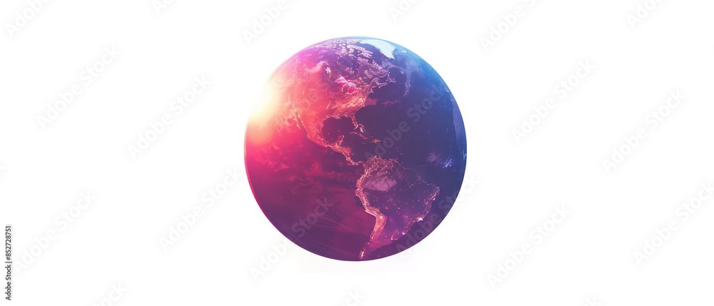 A spherical map of Earth with city lights visible at night, illustrating global connectivity and urbanization A spherical map of Earth with city lights visible at night, illustrating global connectivity and urbanization