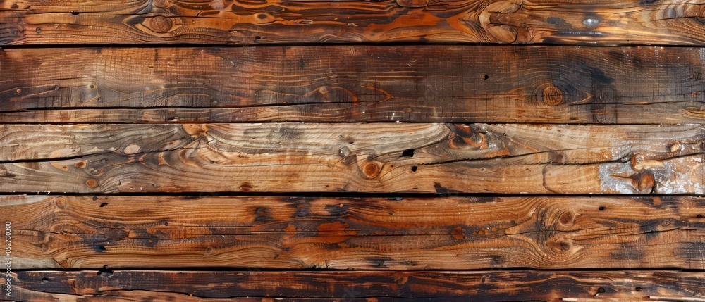 Old wooden plank with a rough texture, showcasing natural patterns and brown hues Old wooden plank with a rough texture, showcasing natural patterns and brown hues