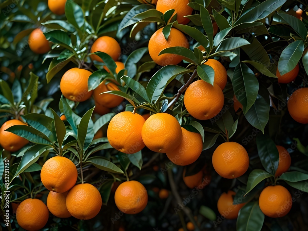 ripe oranges growing on a tree ripe oranges growing on a tree