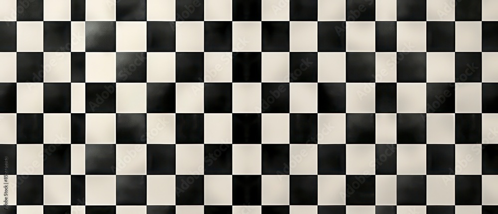 Fototapeta premium Classic checkered design with alternating black and white squares on a textured board