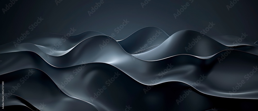 Abstract black shapes with smooth gradients, offering a subtle texture and 3D effect on black Abstract black shapes with smooth gradients, offering a subtle texture and 3D effect on black