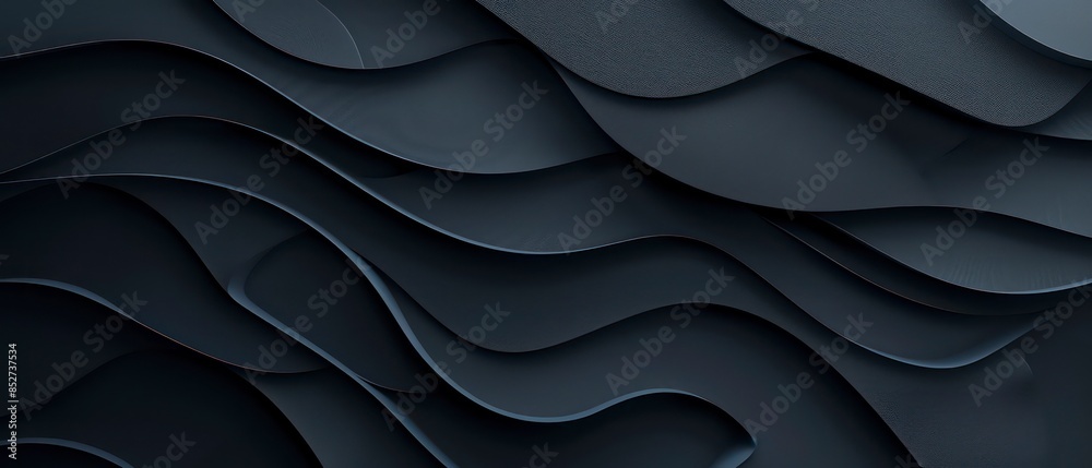 Abstract black shapes with smooth gradients, offering a subtle texture and 3D effect on black Abstract black shapes with smooth gradients, offering a subtle texture and 3D effect on black