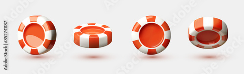 Casino chips in different views set. Gambling design.