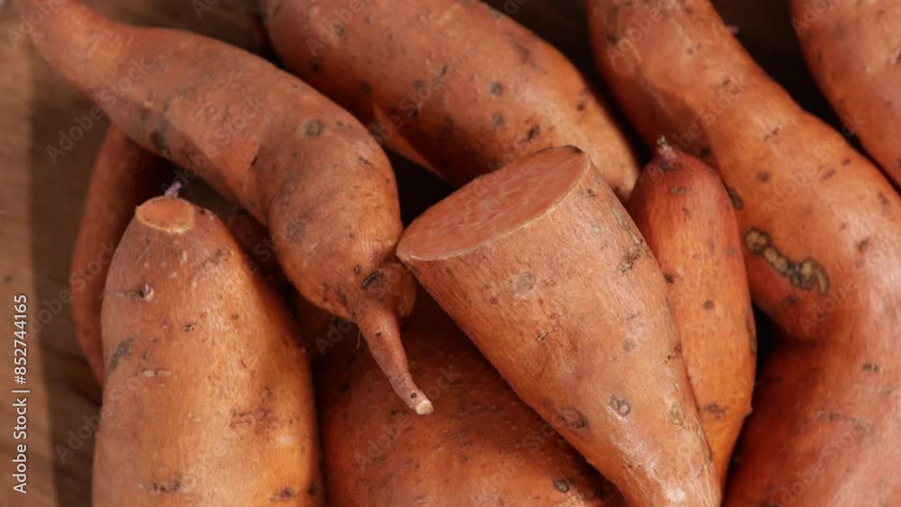 op view of fresh sweet potatoes food rotation op view of fresh sweet potatoes food rotation