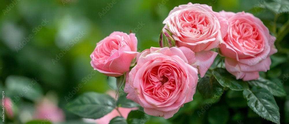 Delicate pink rose, showcasing its vibrant petals and captivating fragrance in a summer garden Delicate pink rose, showcasing its vibrant petals and captivating fragrance in a summer garden