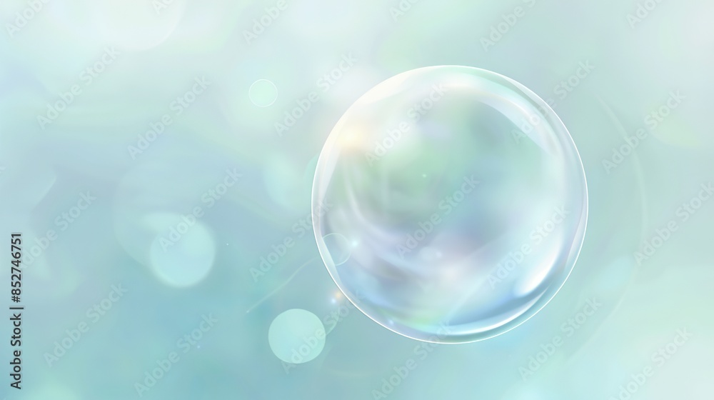 Minimalist abstract background featuring a holographic and light blue gradient with a central large round sphere, soft pastel colors, and colorful gradients, creating a simple, high-resolution, and hi