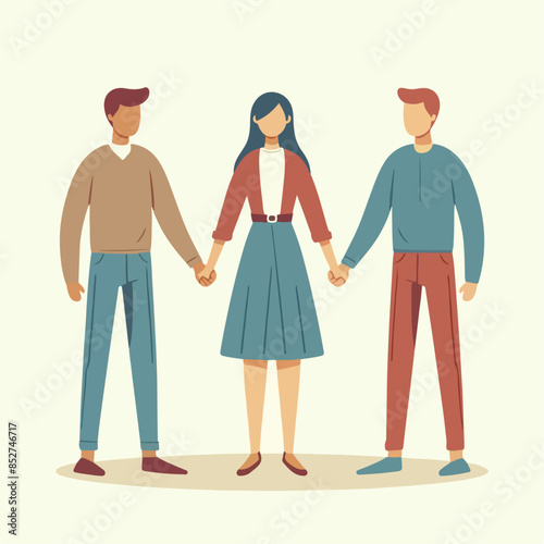 illustration of teamwork people holding hands. cooperative concept. business, leadership, volunteer, unity.