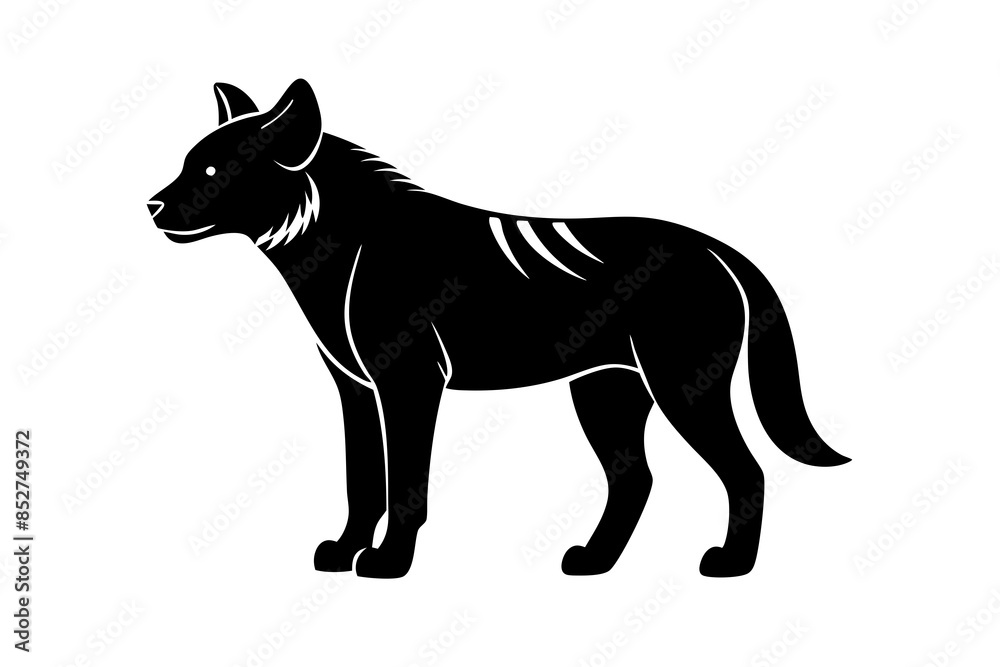 Fototapeta premium Hyena silhouette black vector illustration white background