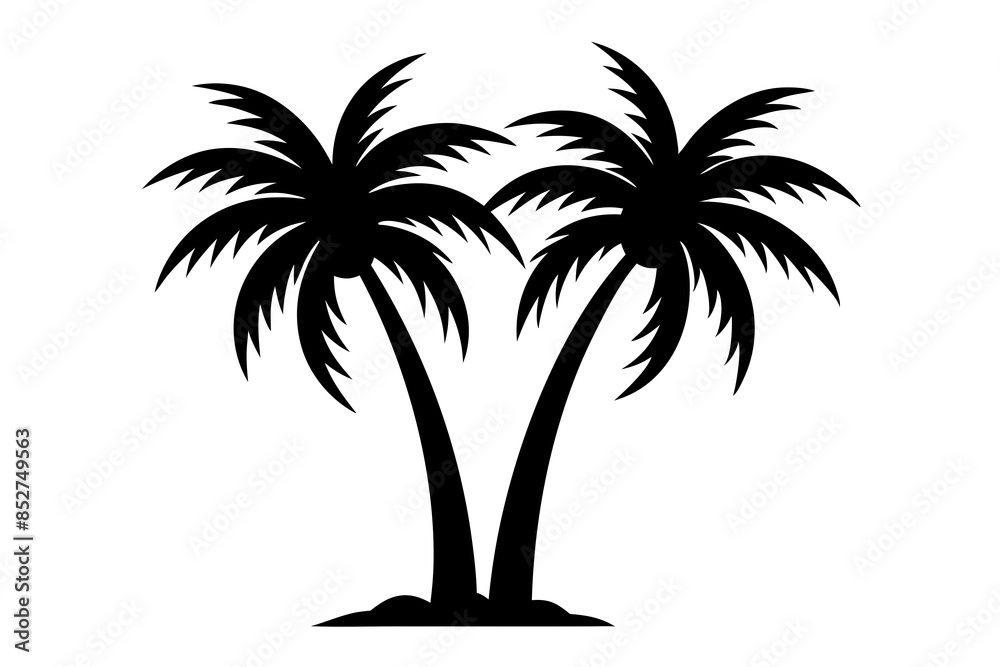 Obraz premium 2 coconut tree silhouette vector illustration