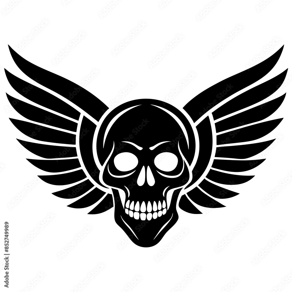 Fototapeta premium Skull Wings vector silhouette 