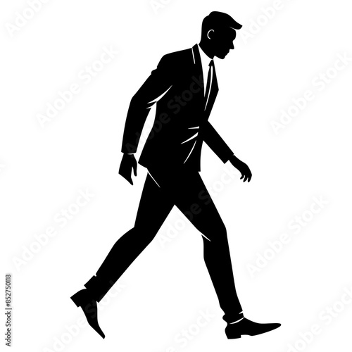 Vector silhouette of walking man with arms swinging photo