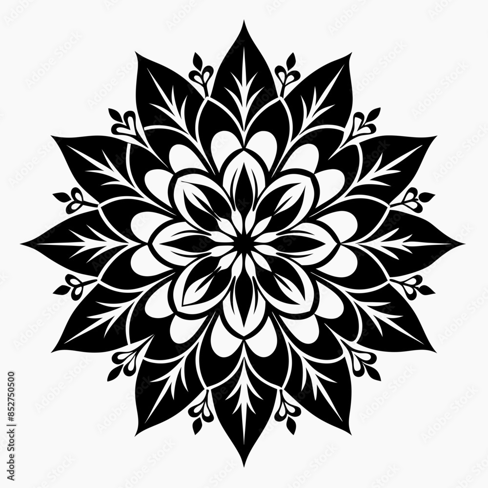 Fototapeta premium flower ornament silhouette white background