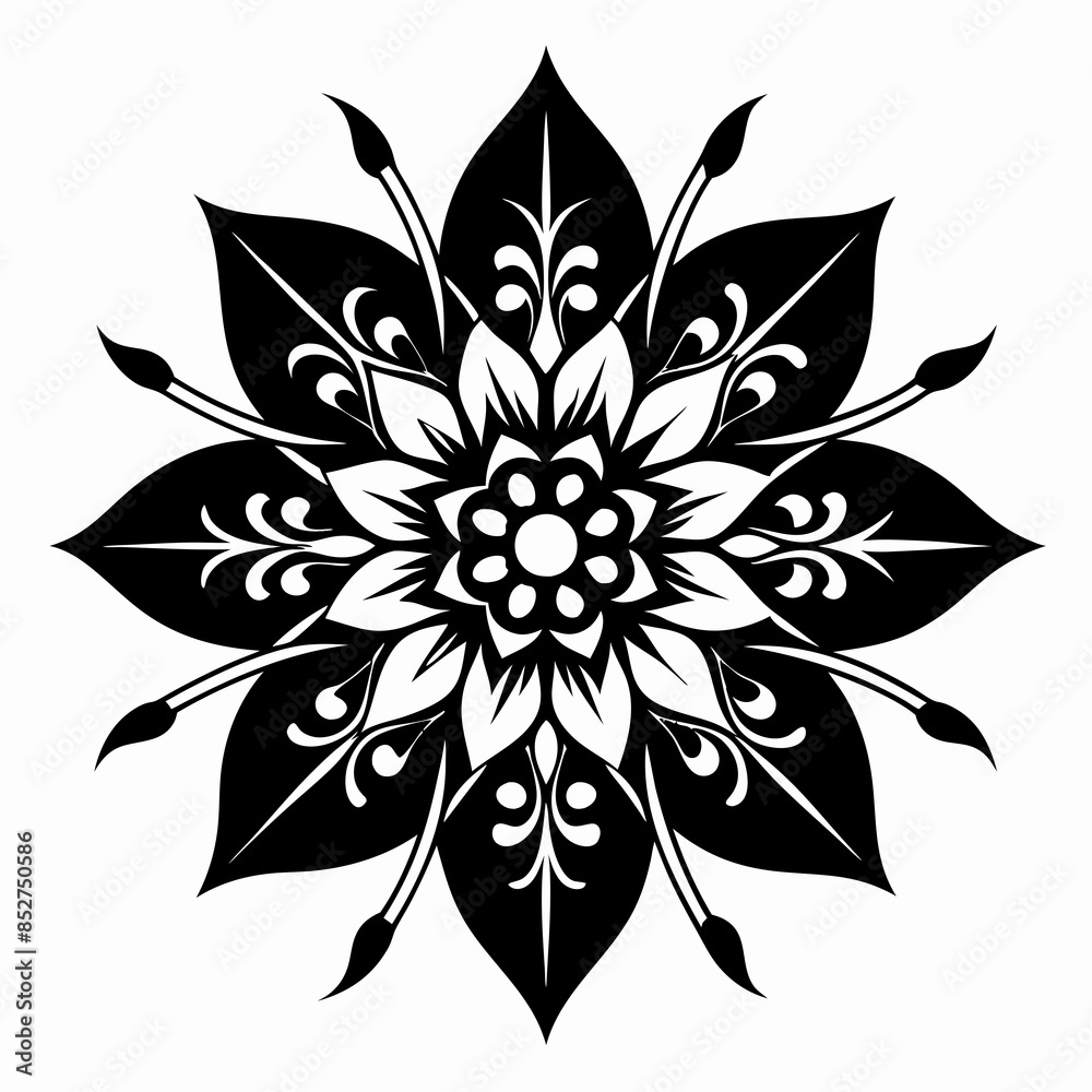 Fototapeta premium flower ornament silhouette white background