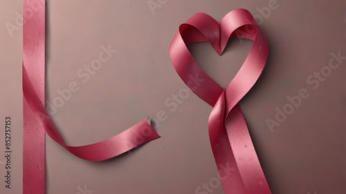 Symbol of Hope: Pink Ribbon Heart on Soft Pink Background (Breast Cancer)
