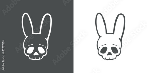 Símbolo pirata. Logo de calavera de conejo para invitaciones y tarjetas de Halloween