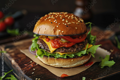 Delicious burger. Fast food