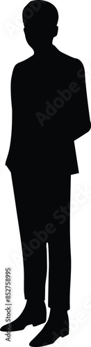Executive men in different mood standing, walking and leaning silhouette  