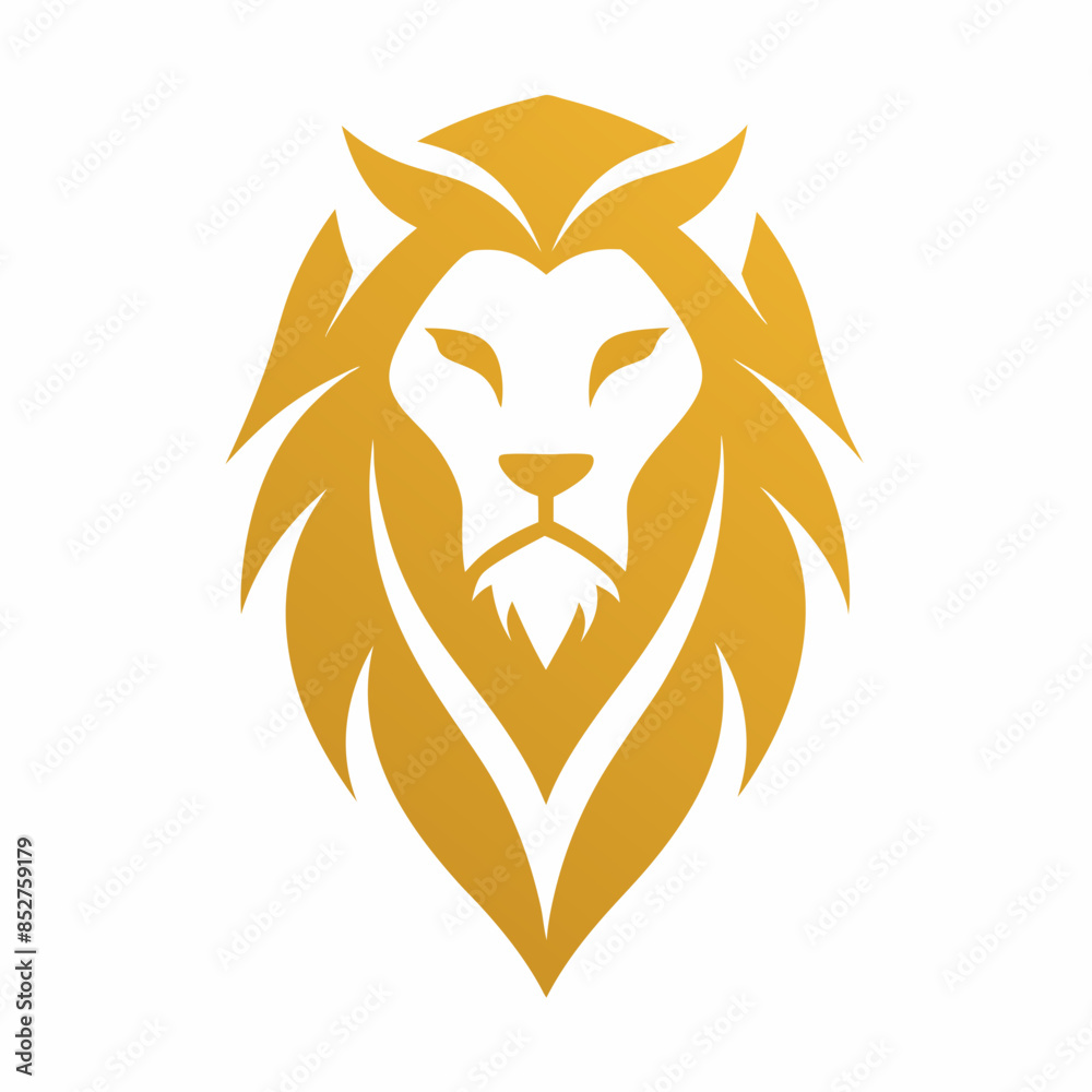 Obraz premium Golden lion head logo on white background