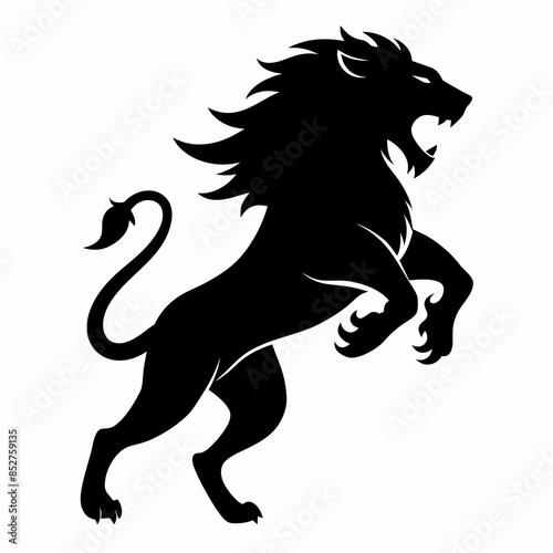 Angry lion in a jump silhouette vector illustration 