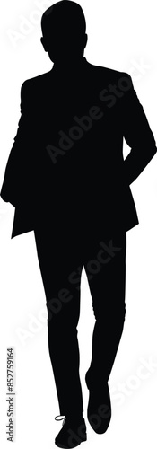 Executive men in different mood standing, walking and leaning silhouette  