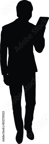 Executive men in different mood standing, walking and leaning silhouette  