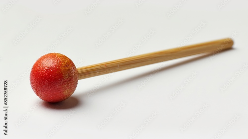 A wooden stick with a red ball on top of it A wooden stick with a red ball on top of it