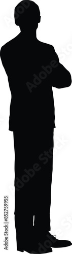 Executive men in different mood standing, walking and leaning silhouette  
